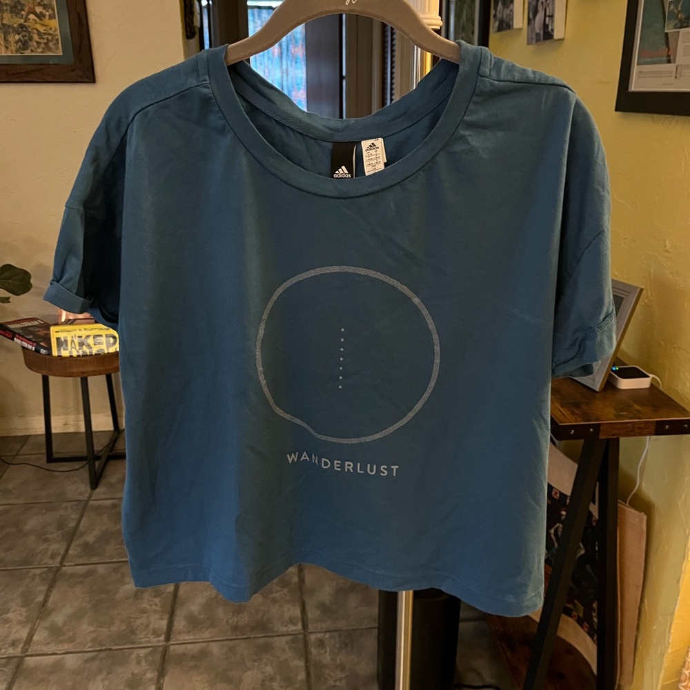 Adidas Blue Boxy Crop T-Shirt